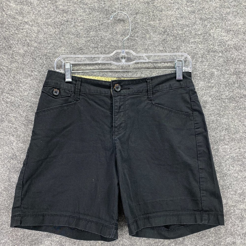 Lee Shorts Women M Medium Black Chino Natural Fit Mid-Rise Cotton Flat Front